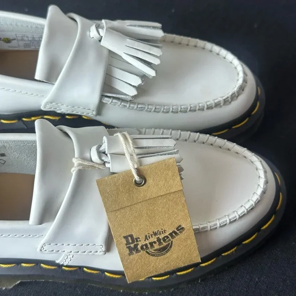 ❗️NEW Dr. Martens AirWair ADRIAN YELLOW STITCH LEATHER TASSEL LOAFERS Size 5 - Picture 12 of 15